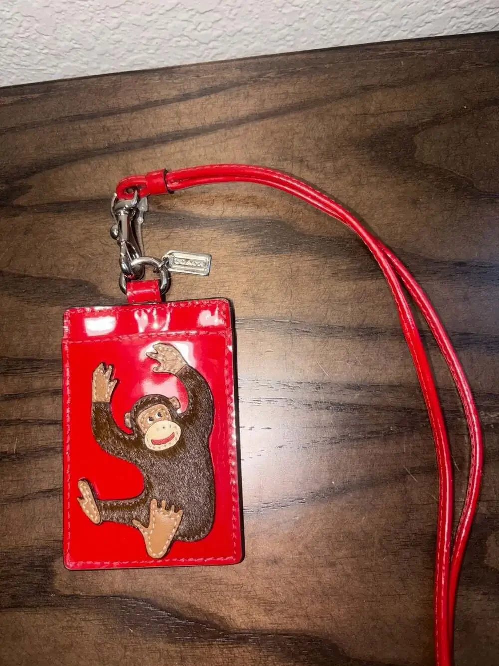 Coach Monkey Vintage Lany ID Case Red